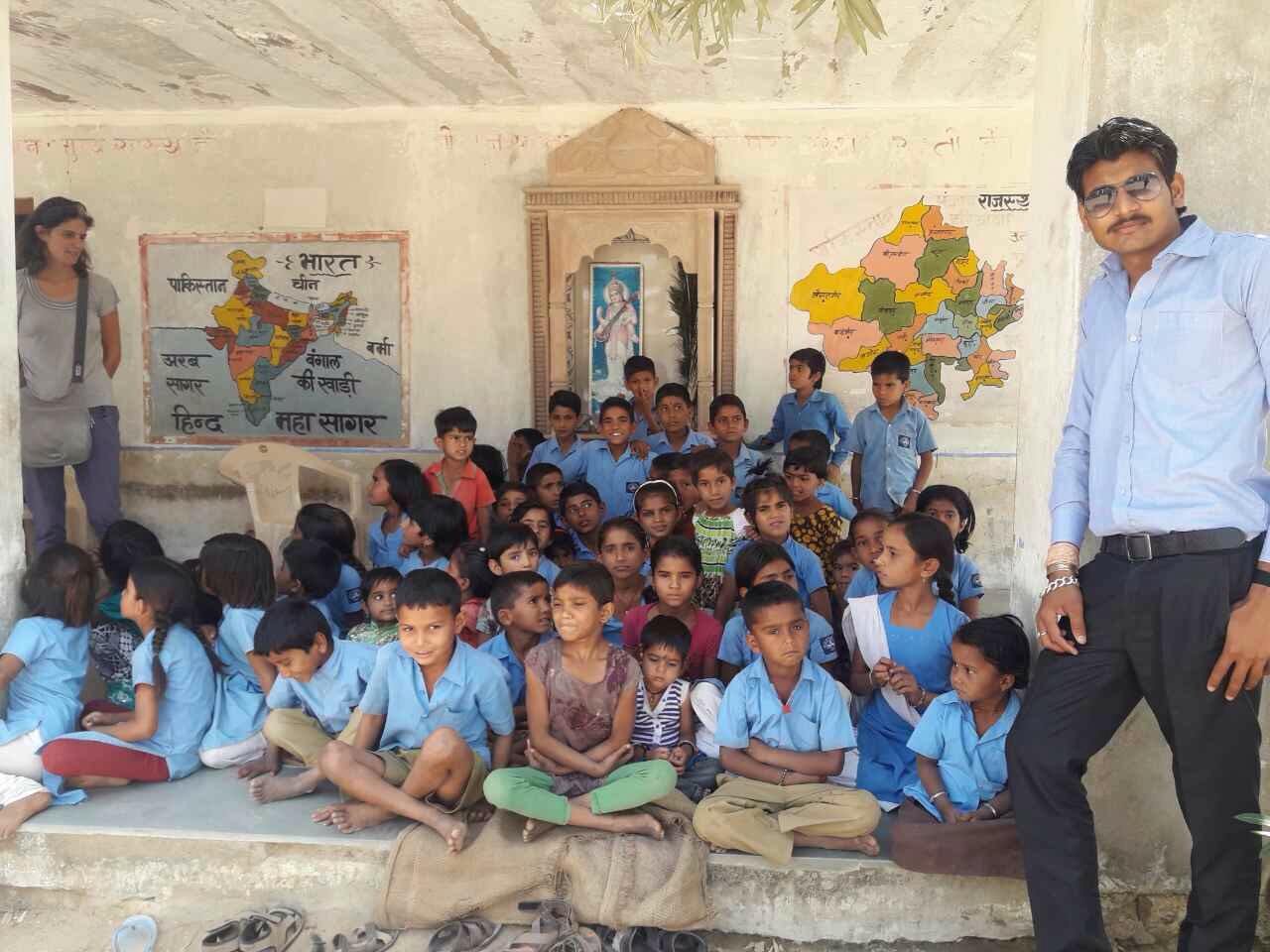 Hari visiting the children at school